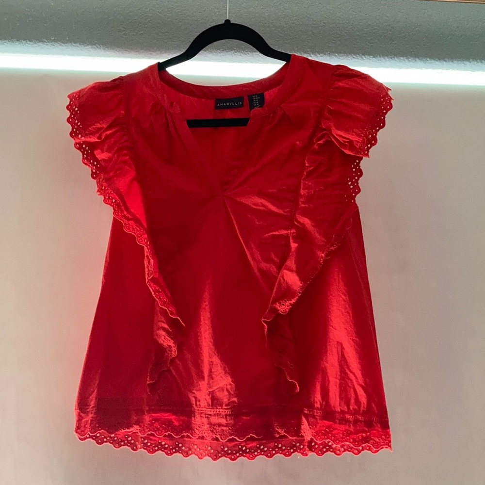 Eyelet Ruffle Cotton Top - Picture 2 of 8